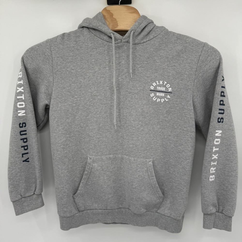Brixton‎ Men's Pullover Hoodie Medium Gray Drawstring Kangaroo Pocket Surf Beach